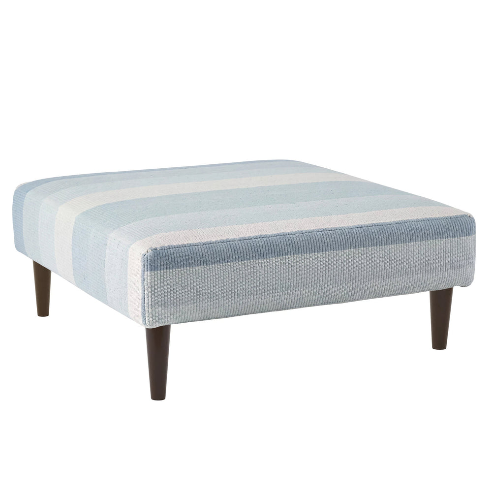 Shore Stripe Rug Ottoman | Sky