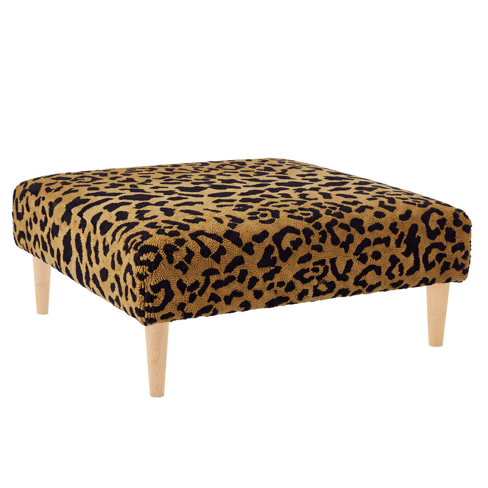 Leopard Rug Ottoman | Brown