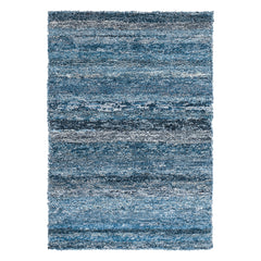 Denim Chindi Hand Hooked Cotton Rug | Blue