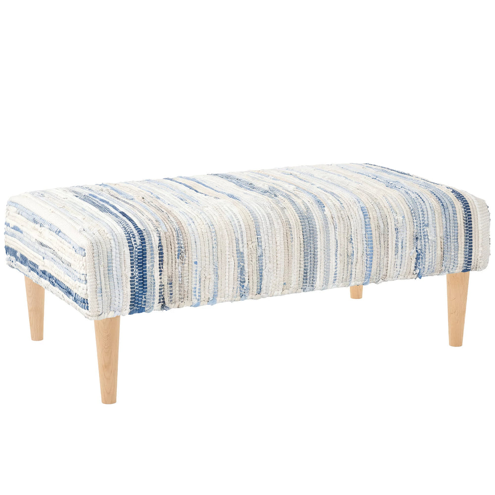 Denim Rag Rug Ottoman | Blue