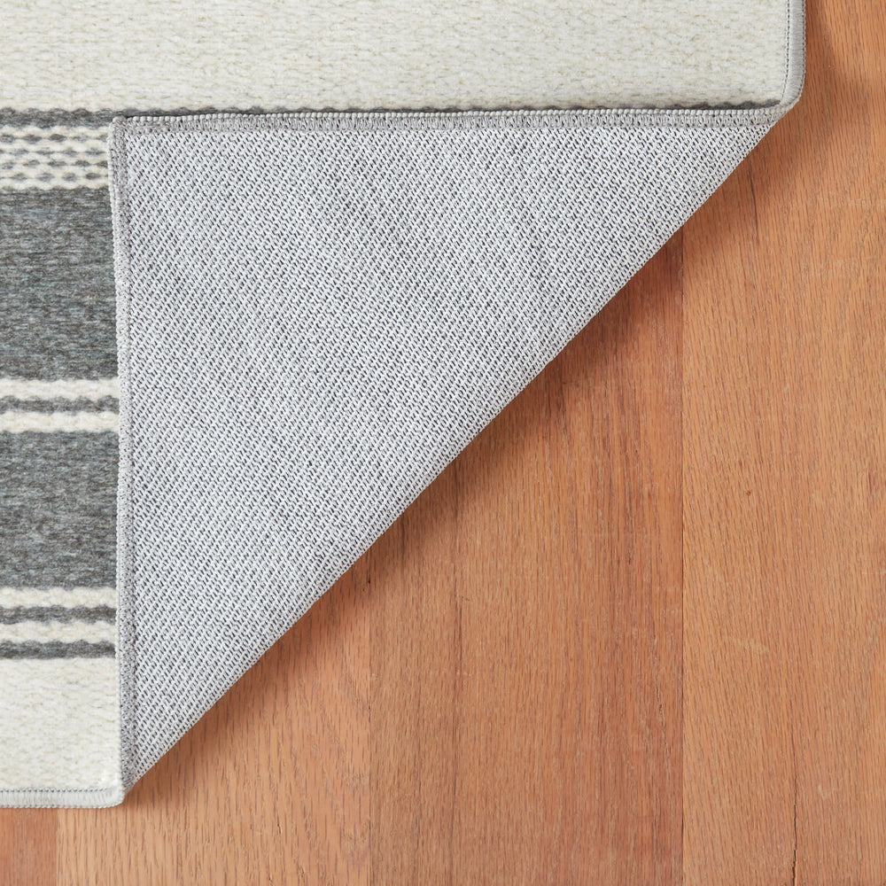 Bowman Stripe Machine Washable Rug | Grey
