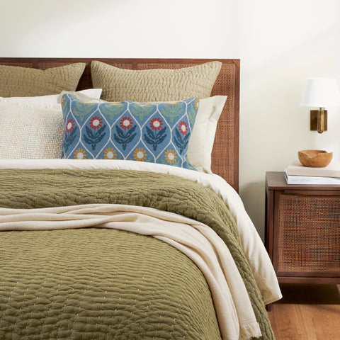 Deepali Kantha Quilt | Olive