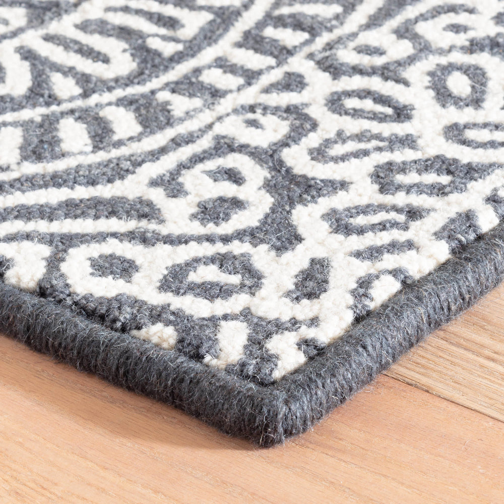 Temple Hand Micro Hooked Wool Custom Rug | Charcoal