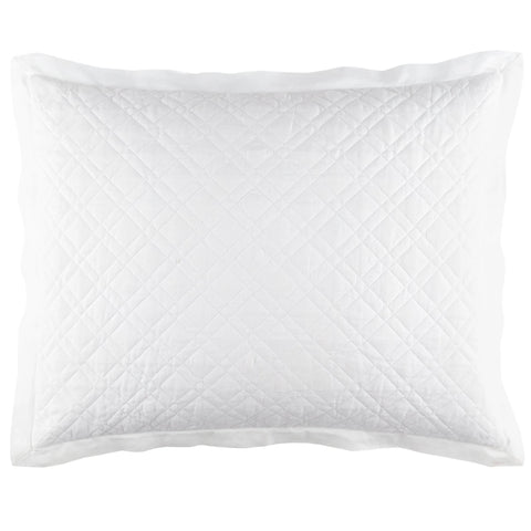 Washed Linen White Quilted Sham