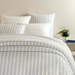 Lush Linen Stripe Slate Blue Duvet Cover