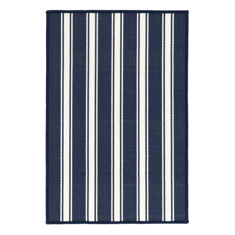 Maysville Stripe Woven Indoor/Outdoor Custom Rug | Navy