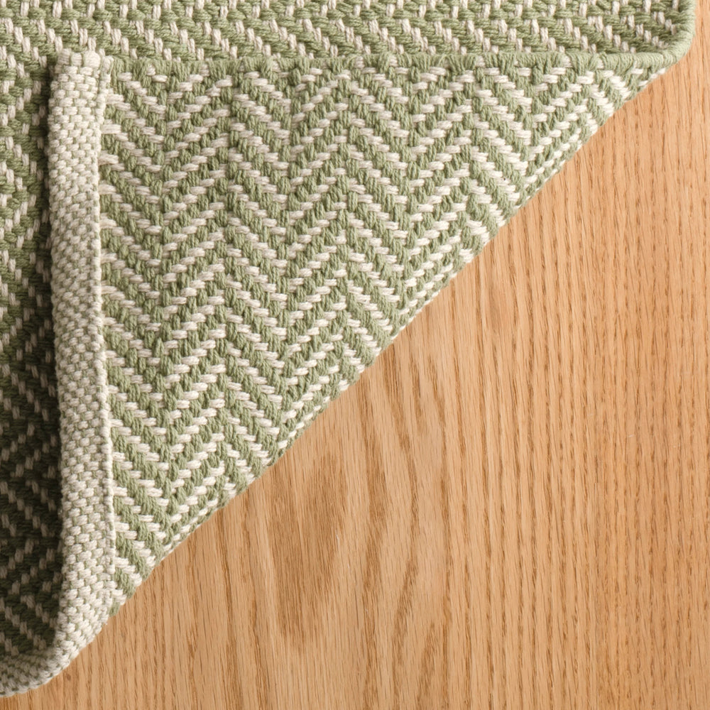 Herringbone Handwoven Cotton Rug | Sage