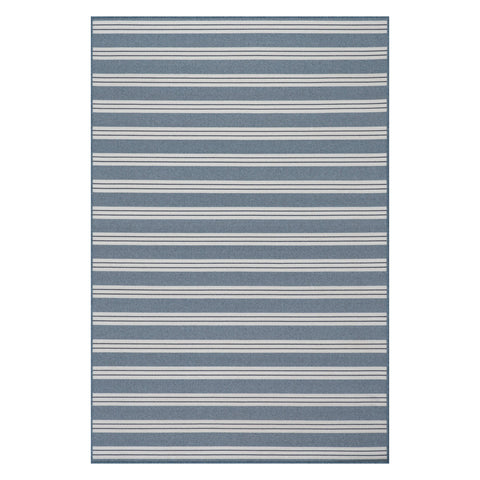 Meredith Wide Striped Indoor/Outdoor Custom Rug | Blue
