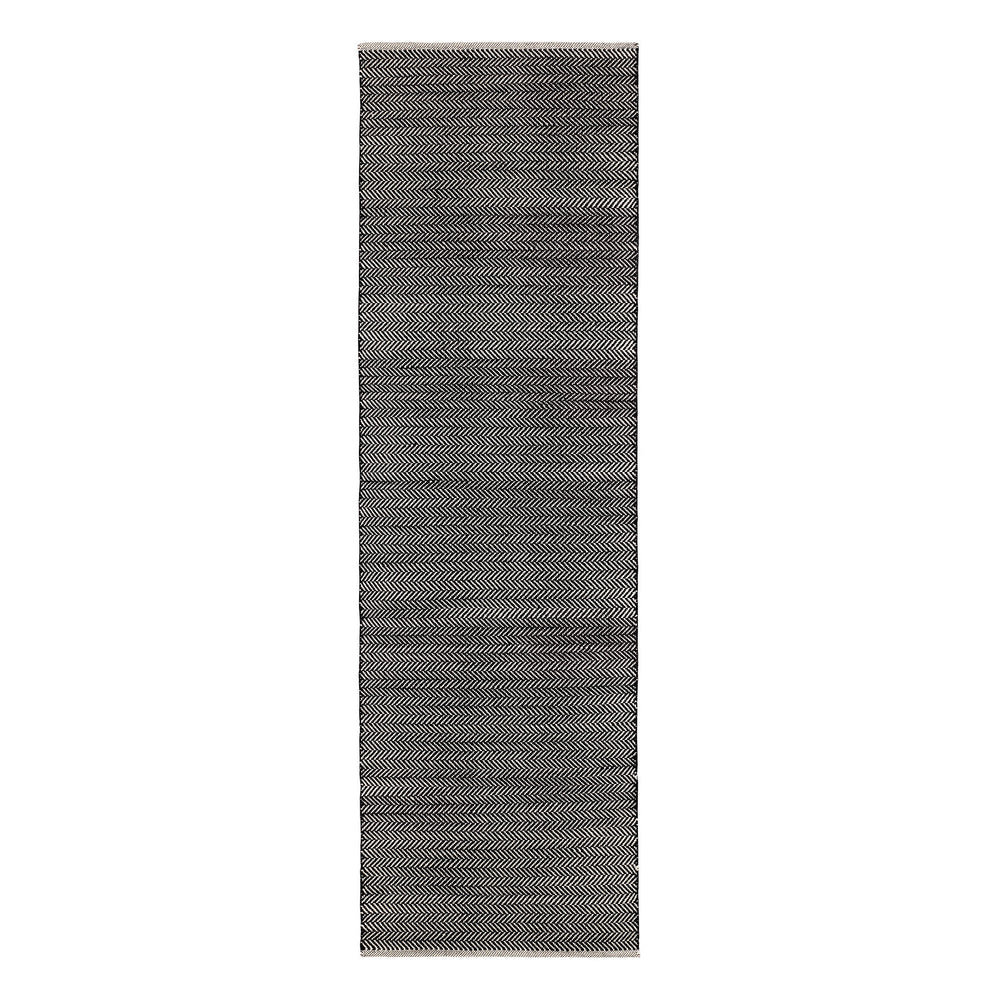 Herringbone Handwoven Cotton Rug | Black