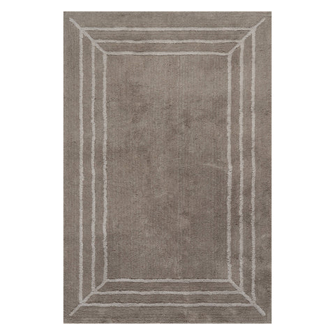 Bloomira Scandinavian Bordered Cotton Rug | Grey
