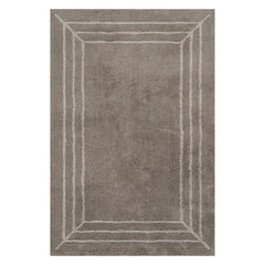 Bloomira Scandinavian Bordered Cotton Rug | Grey