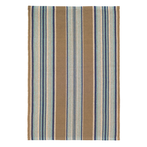 Blue Heron Stripe Handwoven Cotton Rug