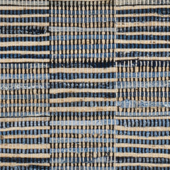 Denim Rag Gridwork Blue Handwoven Cotton Rug Swatch