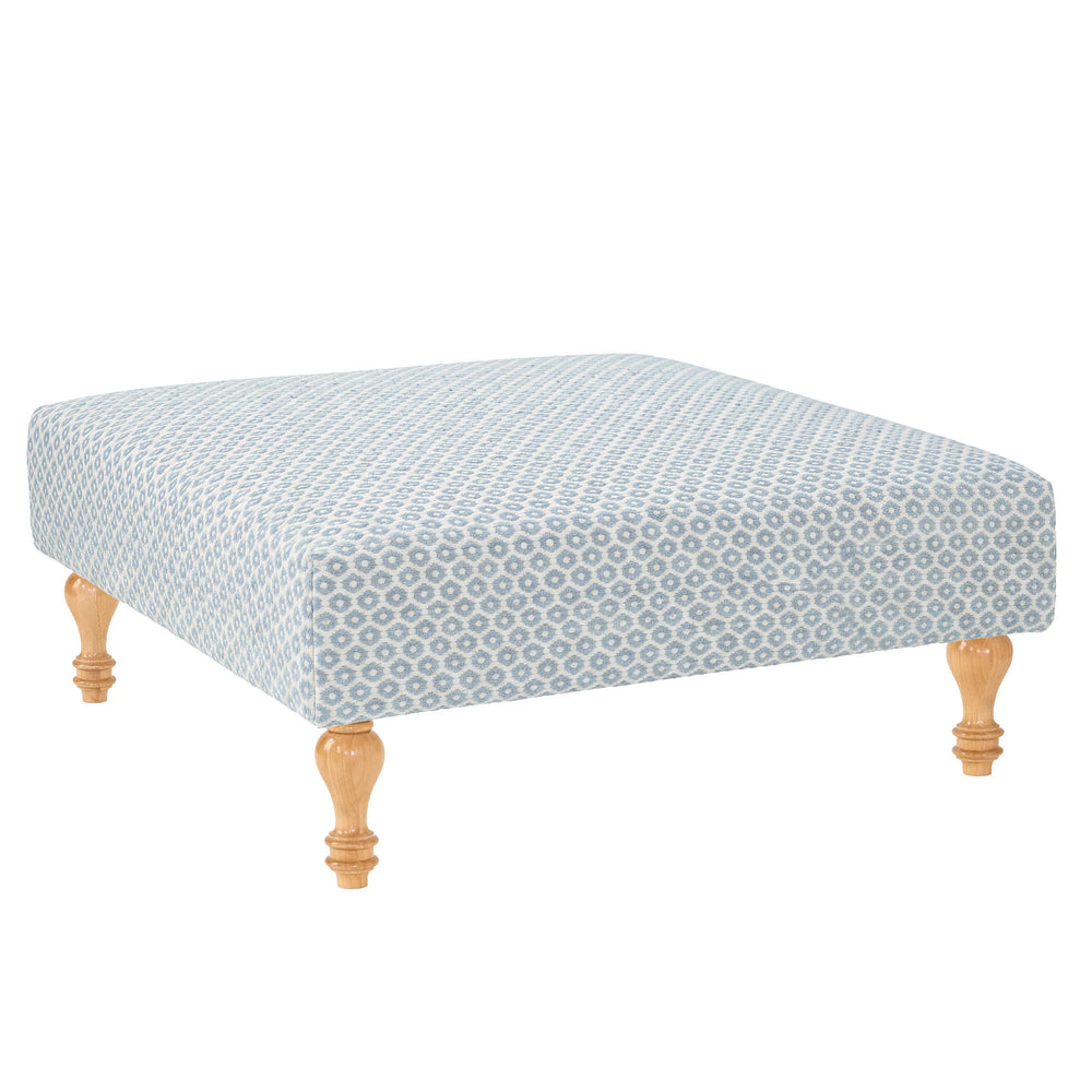 Honeycomb Rug Ottoman | French Blue/Ivory
