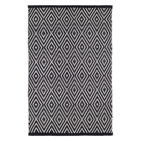 Diamond Handwoven Indoor/Outdoor Rug | Black/Ivory