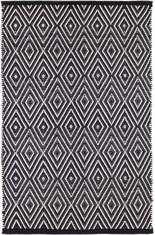 Diamond Handwoven Indoor/Outdoor Rug | Black/Ivory
