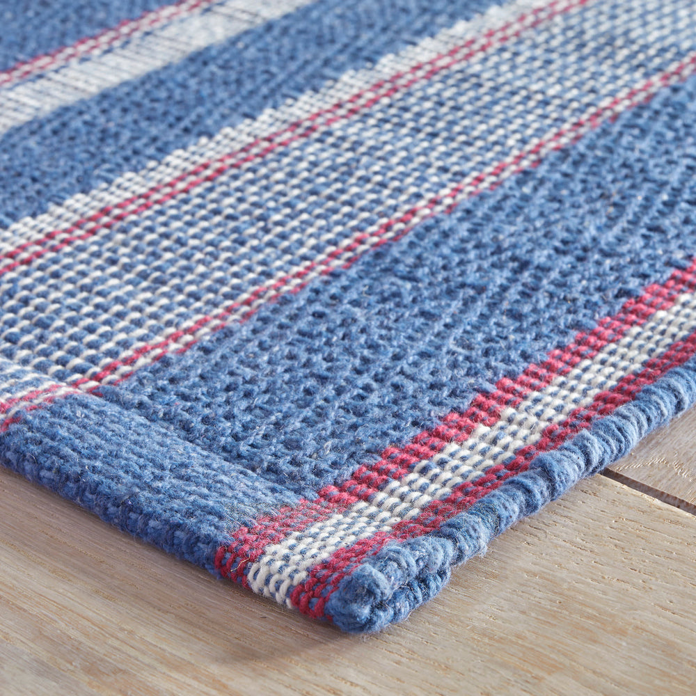 Camden Stripe Handwoven Cotton Rug | Denim