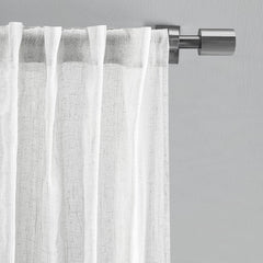 Textured Stripe White Curtain Panel Pair