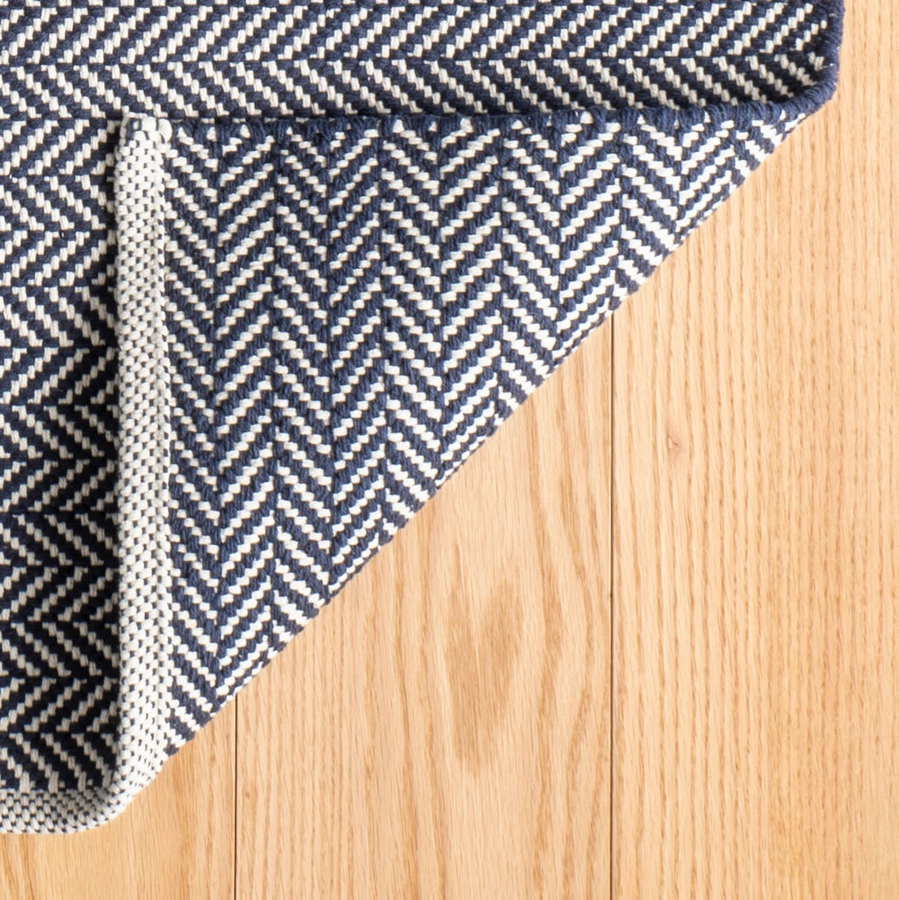Herringbone Handwoven Cotton Rug | Indigo