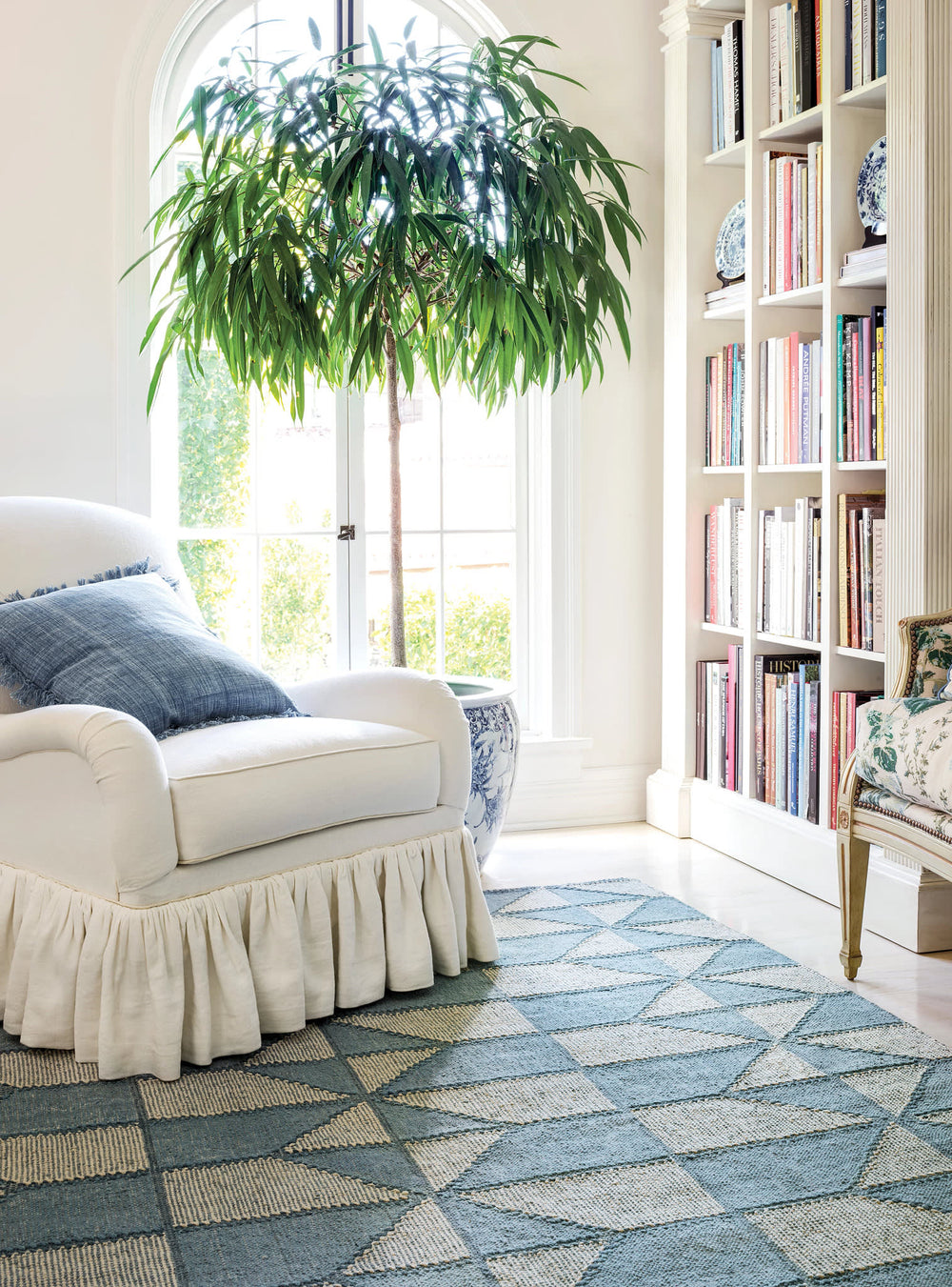 Ojai Hand Loom Knotted Cotton Rug | Blue