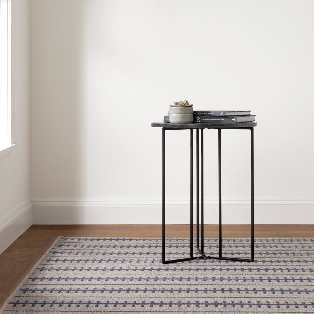 Tailor Stripe Woven Wool Custom Rug | Navy