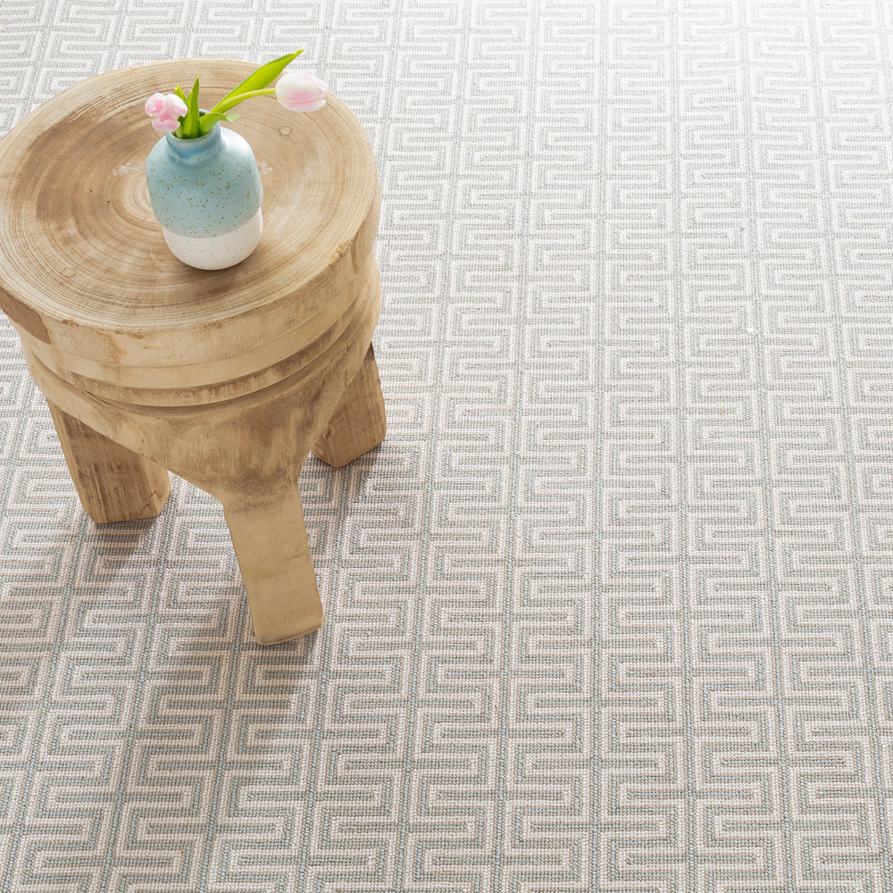 Maze Woven Wool Custom Rug | Pale Blue