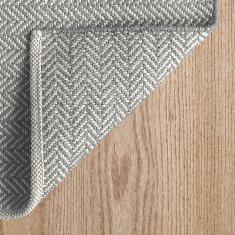 Herringbone Handwoven Cotton Rug | Swedish Blue