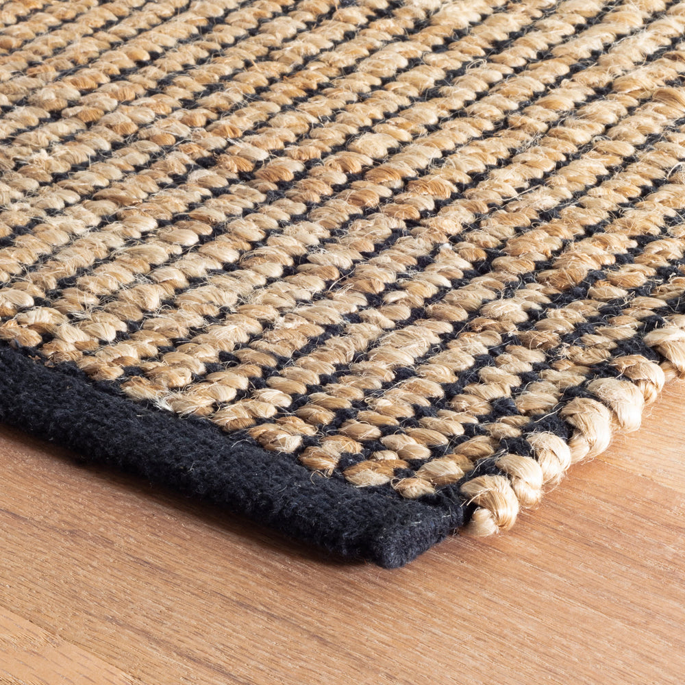 Gridwork Handwoven Jute Rug | Black