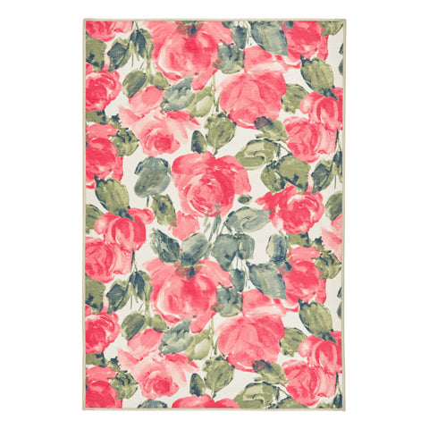 Pretty Peonies Machine Washable Rug | Multi