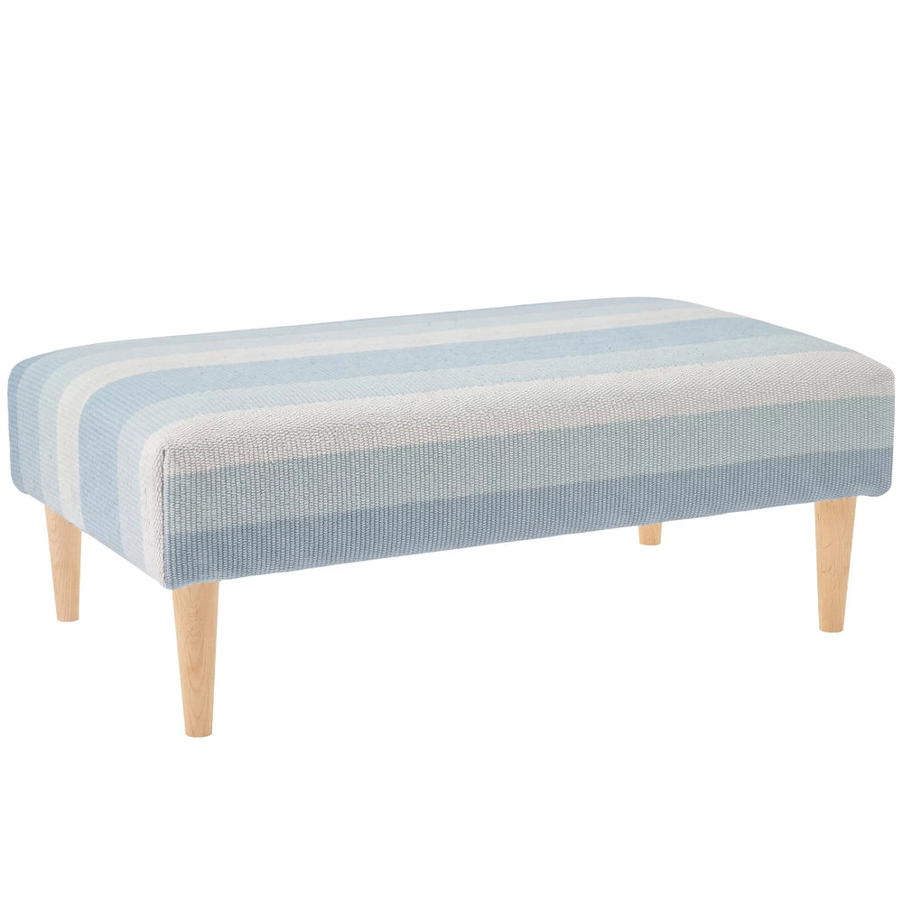 Shore Stripe Rug Ottoman | Sky