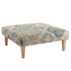 Pali Square Rug Ottoman | Blue