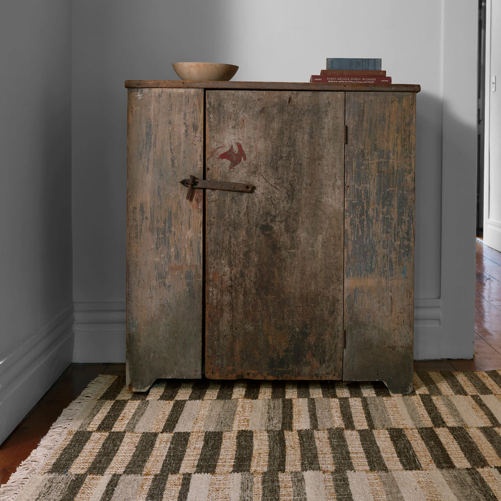 Ravel Stripe Handwoven Wool Rug | Black