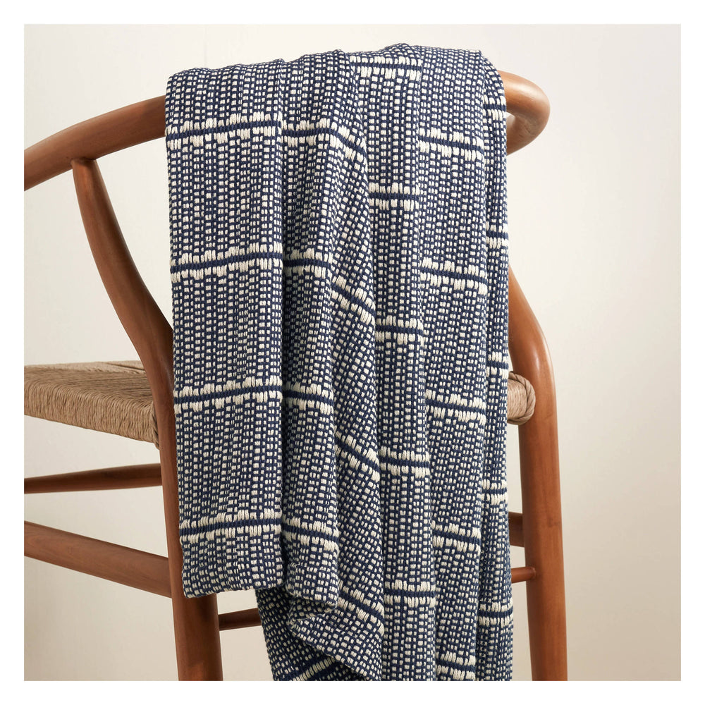 Archer Woven Cotton Throw | Navy