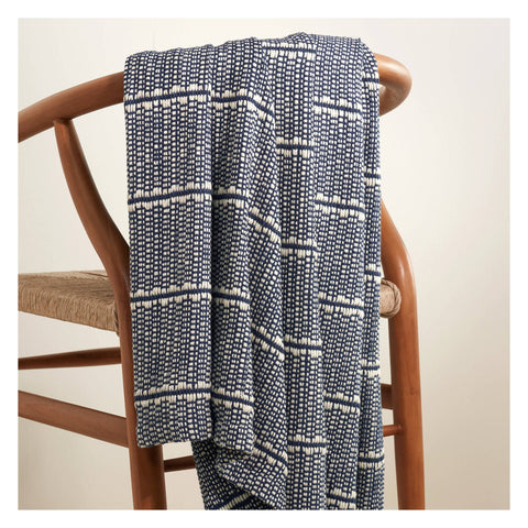 Archer Navy Woven Cotton Throw