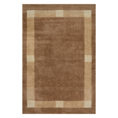 Silja Scandinavian Bordered Cotton Rug | Tan