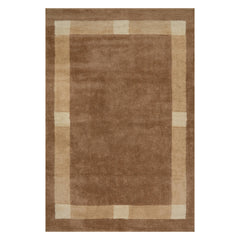 Silja Scandinavian Bordered Cotton Rug | Tan