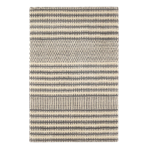 Tracks Hand Loom Knotted Wool Rug | Grey