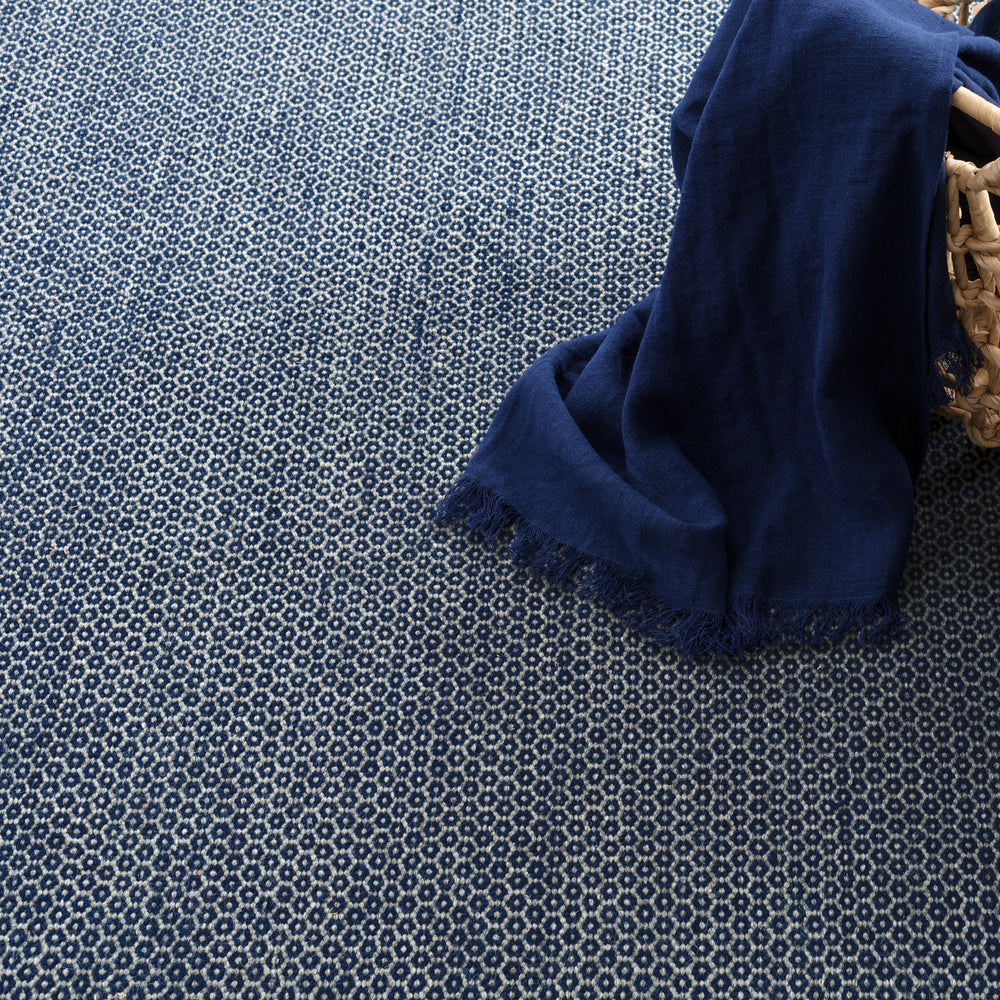 Honeycomb Handwoven Wool Rug | Indigo/Grey