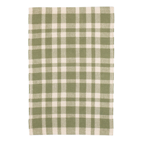 Tattersall Sage Handwoven Cotton Rug