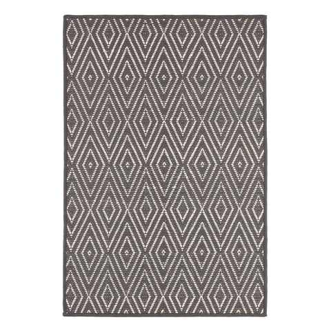 Diamond Graphite/Ivory Handwoven Indoor/Outdoor Custom Rug