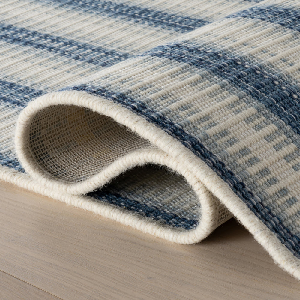 Calee Striped Woven Wool Custom Rug | Blue