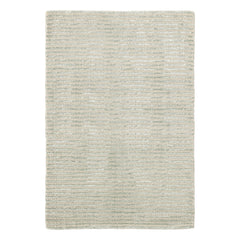 Cut Stripe Hand Knotted Viscose/Wool Rug | Ocean