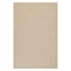 Linthea Modern Checkered Handmade Wool Rug | Ivory