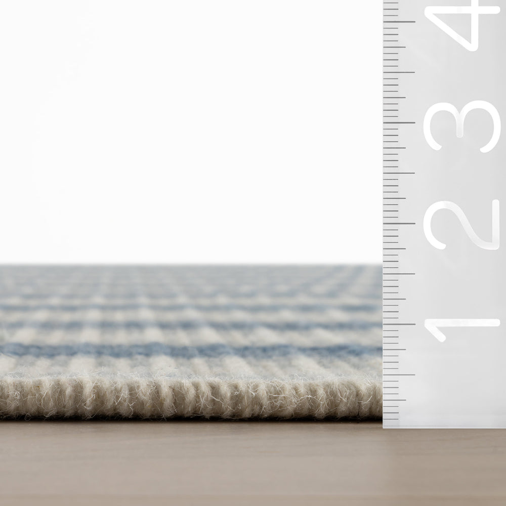 Calee Striped Woven Wool Custom Rug | Blue