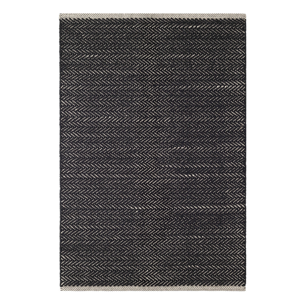 Herringbone Handwoven Cotton Rug | Black