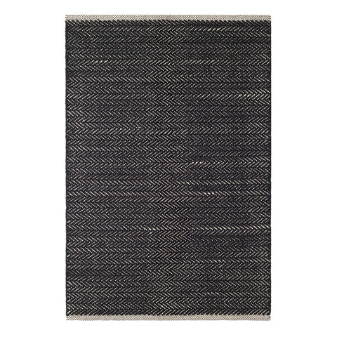 Herringbone Black Handwoven Cotton Rug