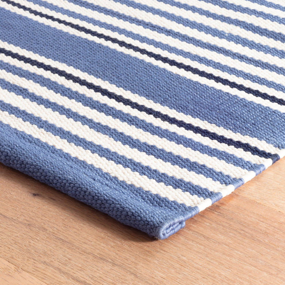 Rugby Stripe Handwoven Indoor/Outdoor Rug | Denim