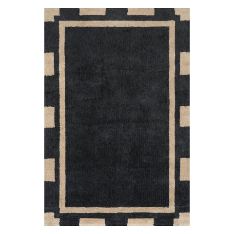 Orlina Scandinavian Bordered Cotton Rug | Blue
