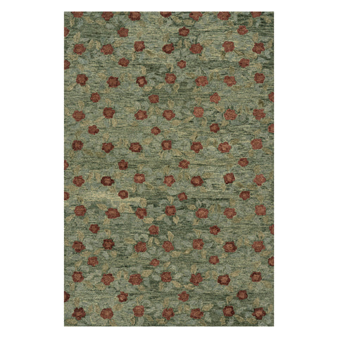 Genevive Modern Floral Wool Rug | Green