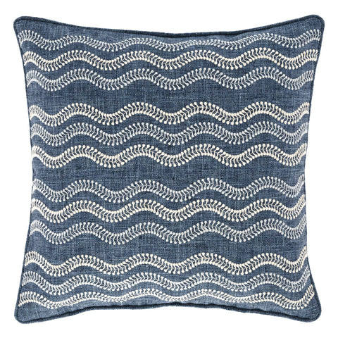 Scout Embroidered Indigo Indoor/Outdoor Decorative Pillow Cover